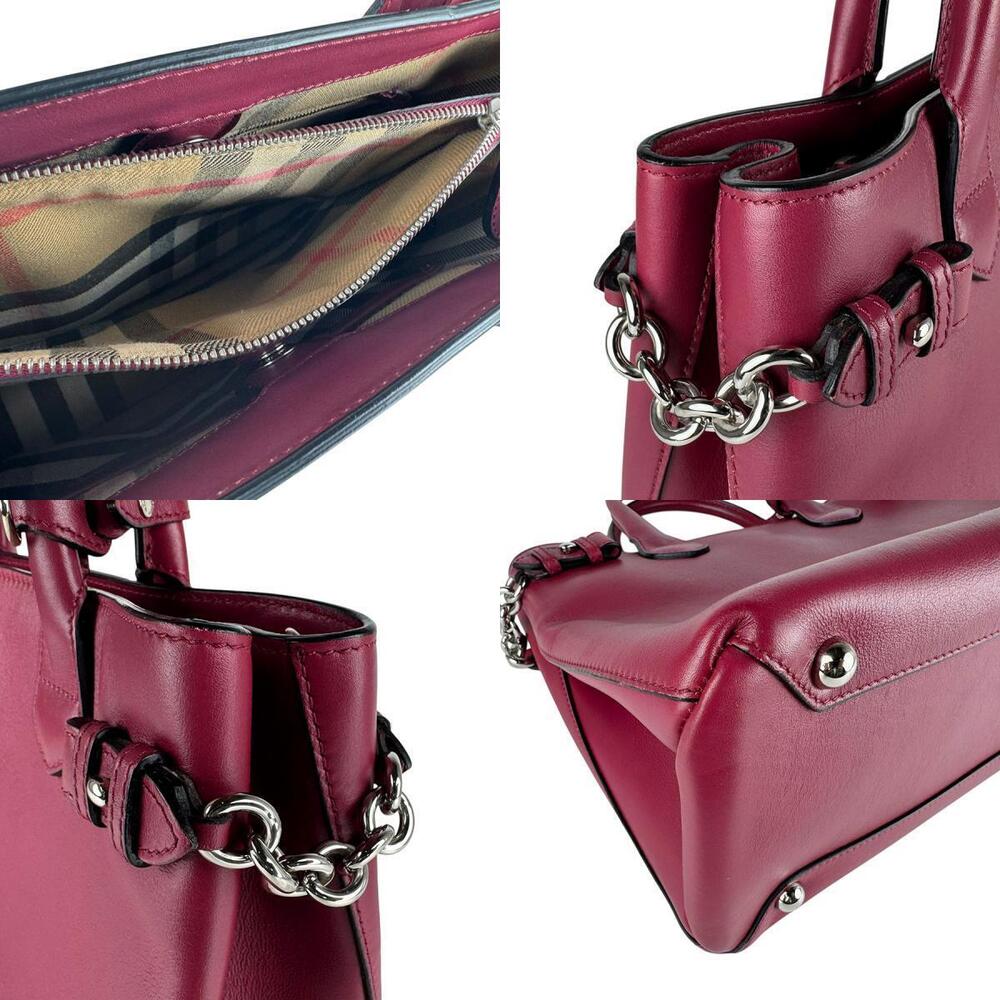 Burberry Handbag Shoulder Bag Leather Wine Red - Picture 3 of 4